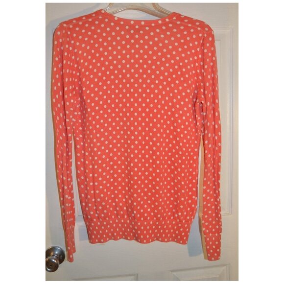 Old Navy Orange Polka Dot Blouse Women's Size M Long Sleeve Button-up Top - Picture 3 of 4